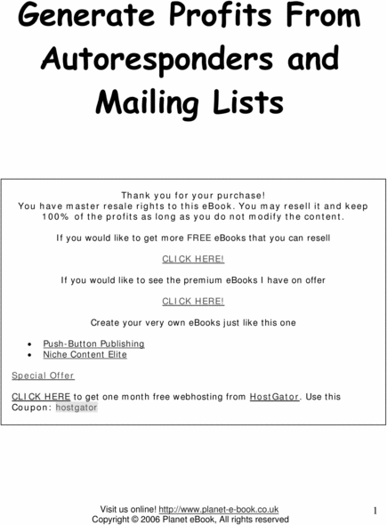 Product picture generate profits from autoresponder and mailing list