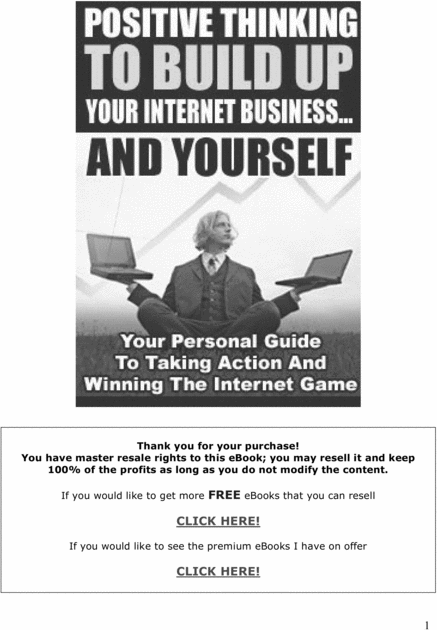 Product picture positive thinking to build up your internet business