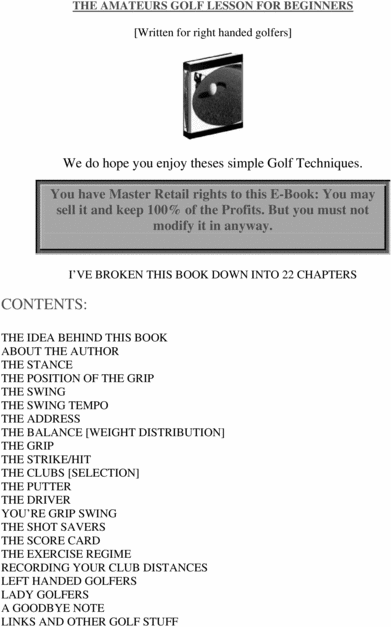 Product picture the amateur golf lesson for beginners