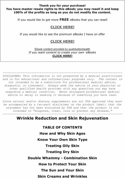 Product picture wrinkle reduction and skin rejunevation